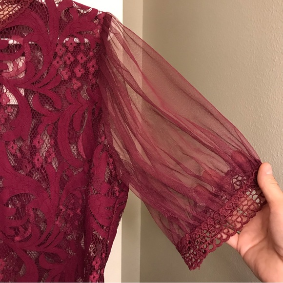 Burgundy Berry Lace Evening Top XL - Picture 6 of 8